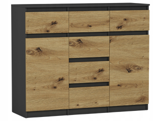Mobene Moderná komoda 120 x 40 x 98 cm antracit, matný dub artisan